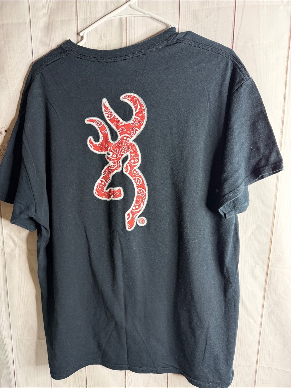 Browning Black Tee with Red Buckmark Paisley Logo sz large-1174